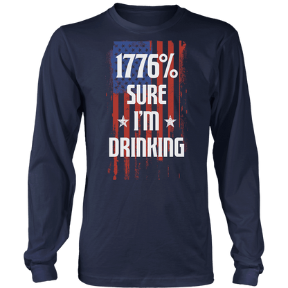 T-shirt Mens Long Sleeve / Midnight Navy / S 1776 Percent Sure I'm Drinking