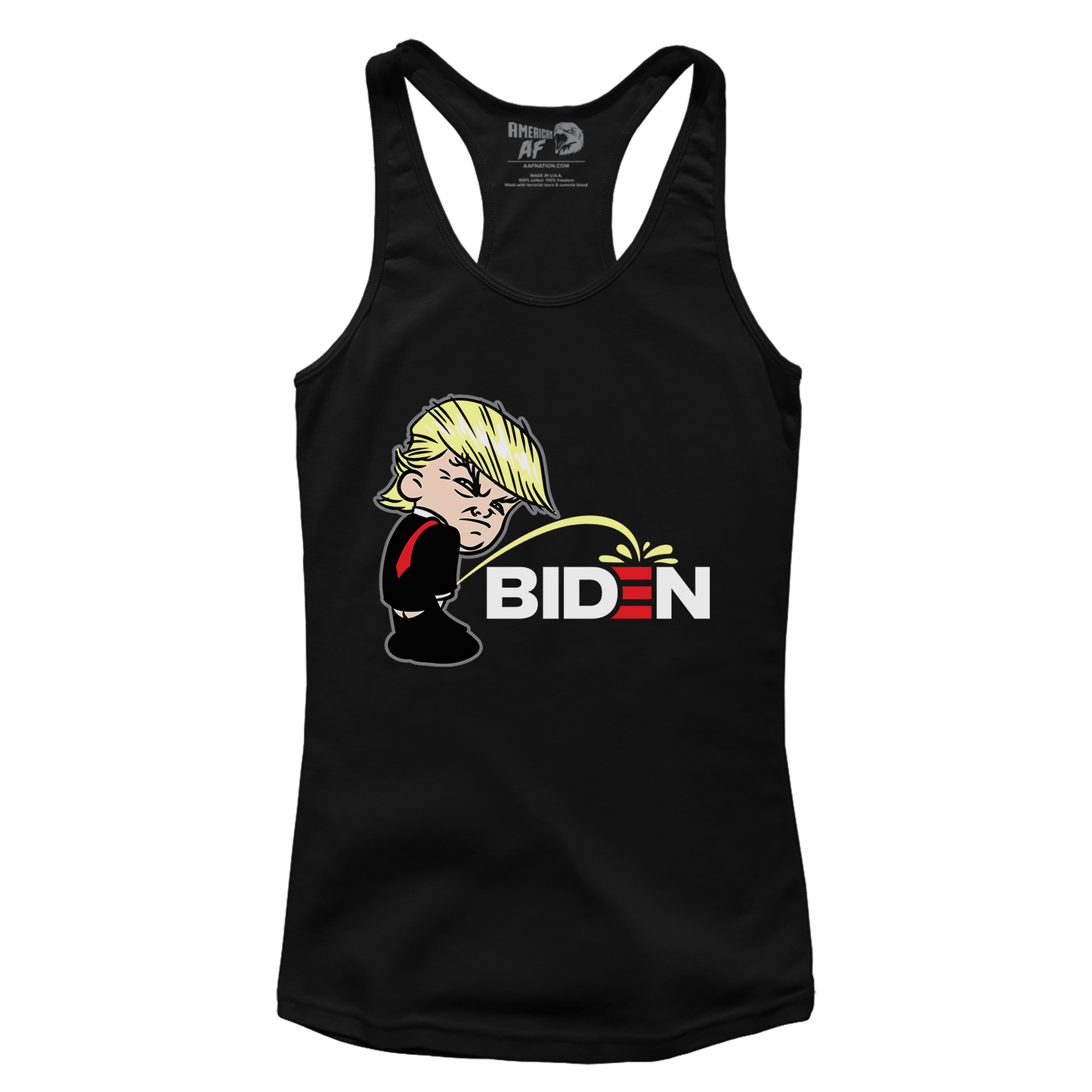 T-shirt Premium Ladies Racerback Tank / Black / XS Trump Peeing Biden (Ladies)