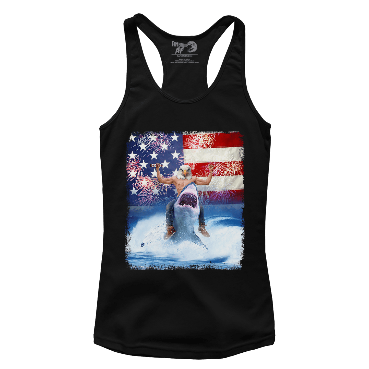 T-shirt Premium Ladies Racerback Tank / Black / XS Shark Riding Eagle (Ladies)