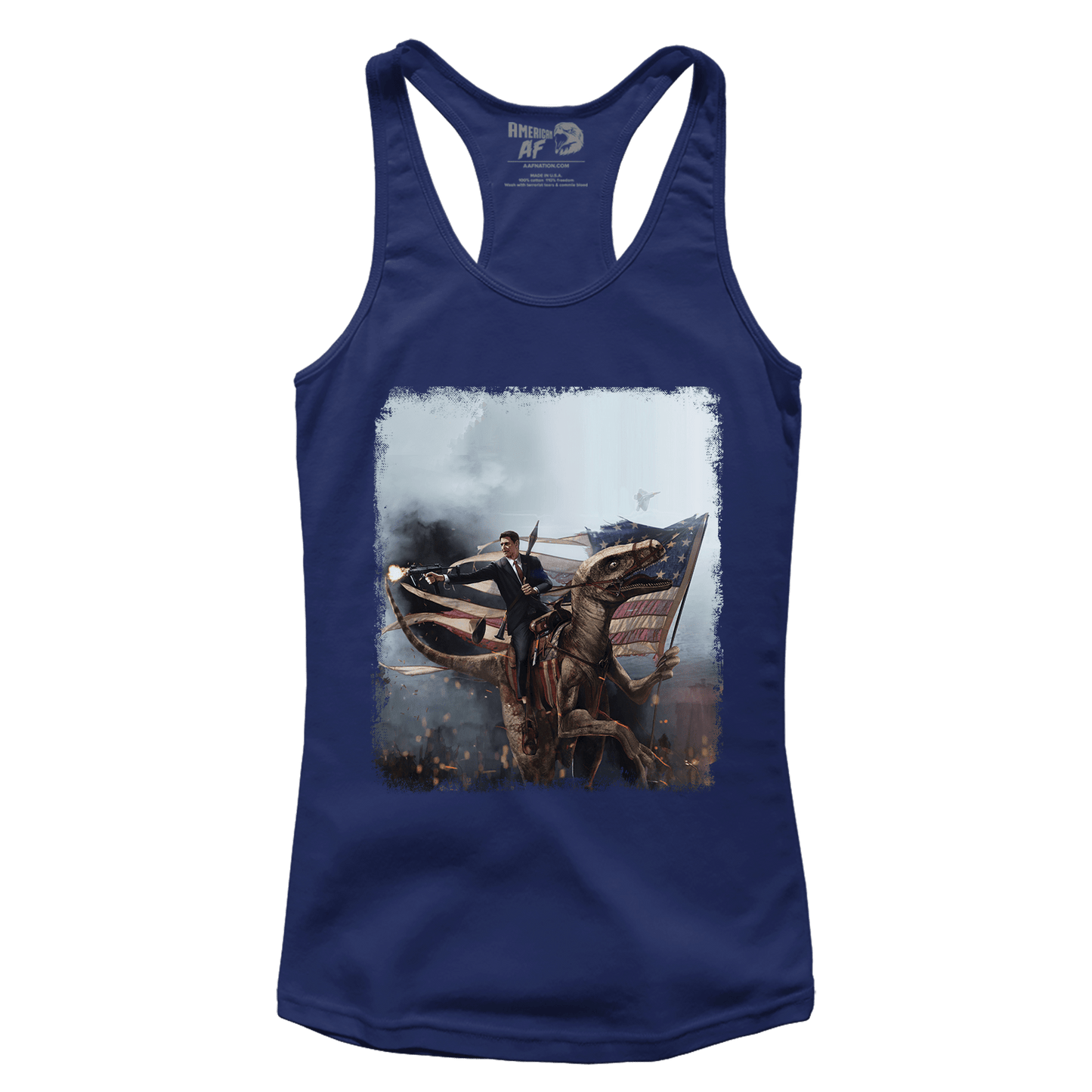 Apparel Premium Ladies Racerback Tank / Midnight Navy / XS Ronald Reagan - Velociraptor (Ladies)