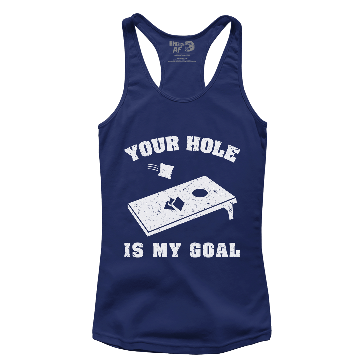 Apparel Premium Ladies Racerback Tank / Midnight Navy / XS Your Hole Is My Goal (Ladies)