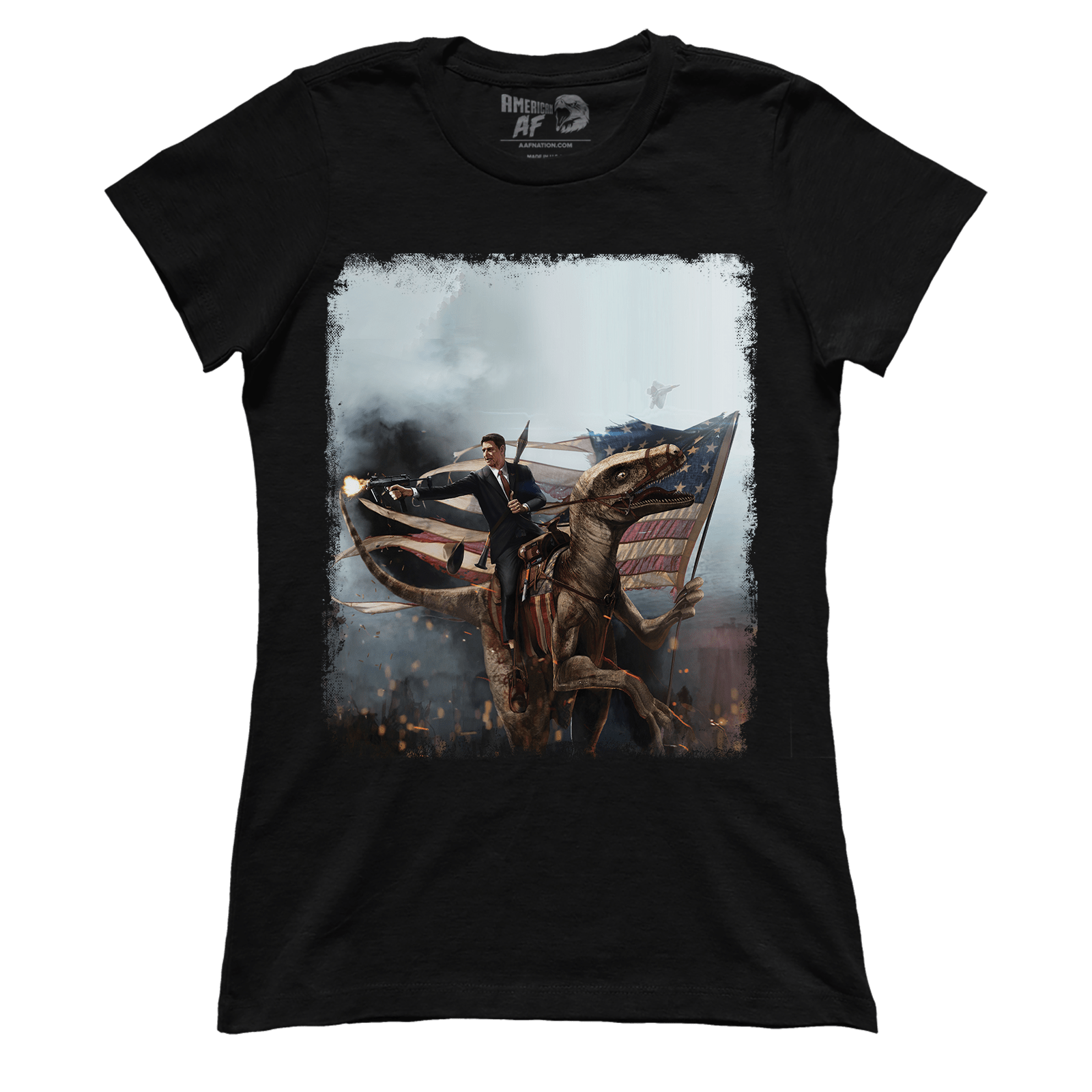 Apparel Premium Ladies Tee / Black / XS Ronald Reagan - Velociraptor (Ladies)