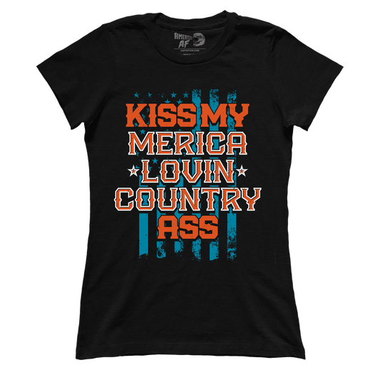 T-shirt Premium Ladies Tee / Black / XS Kiss My Merica Lovin Country (Ladies)