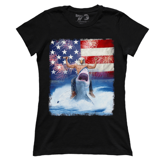 T-shirt Premium Ladies Tee / Black / XS Shark Riding Eagle (Ladies)