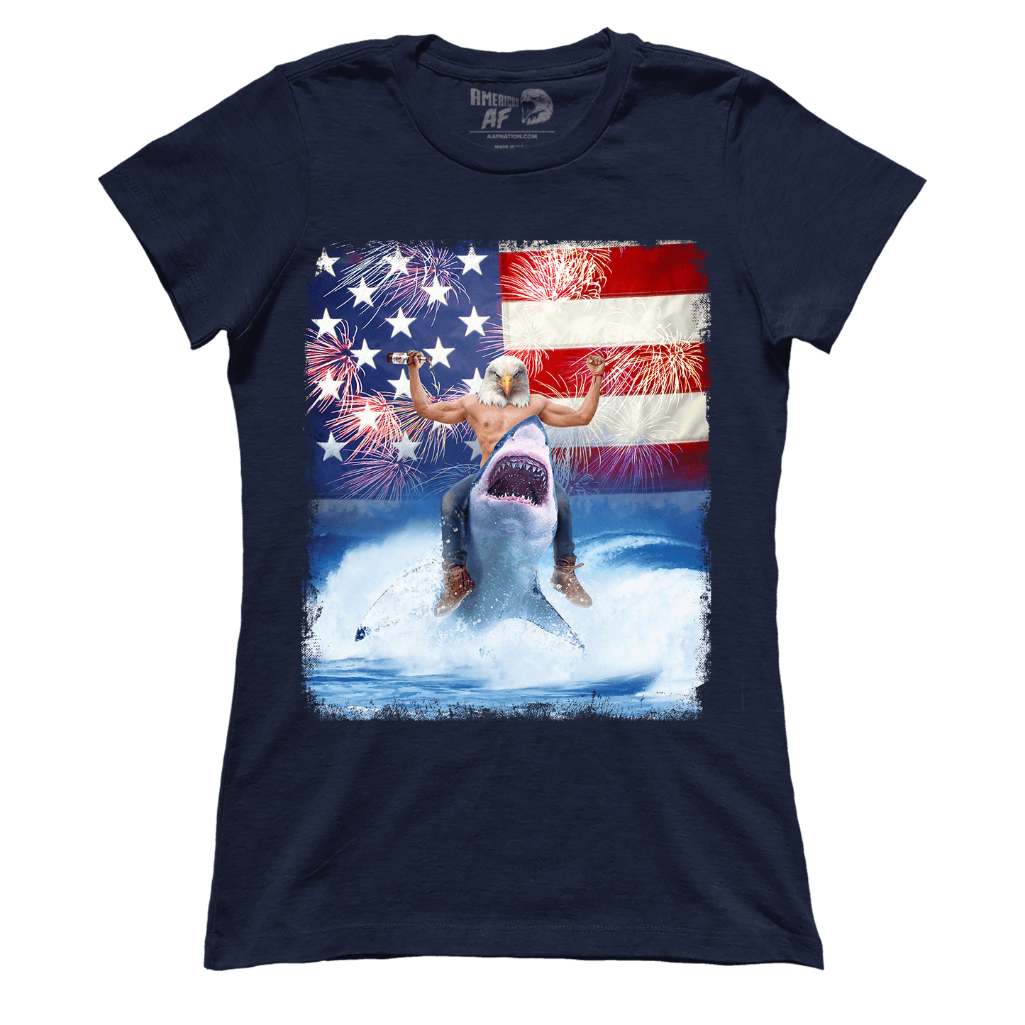 T-shirt Premium Ladies Tee / Midnight Navy / XS Shark Riding Eagle (Ladies)