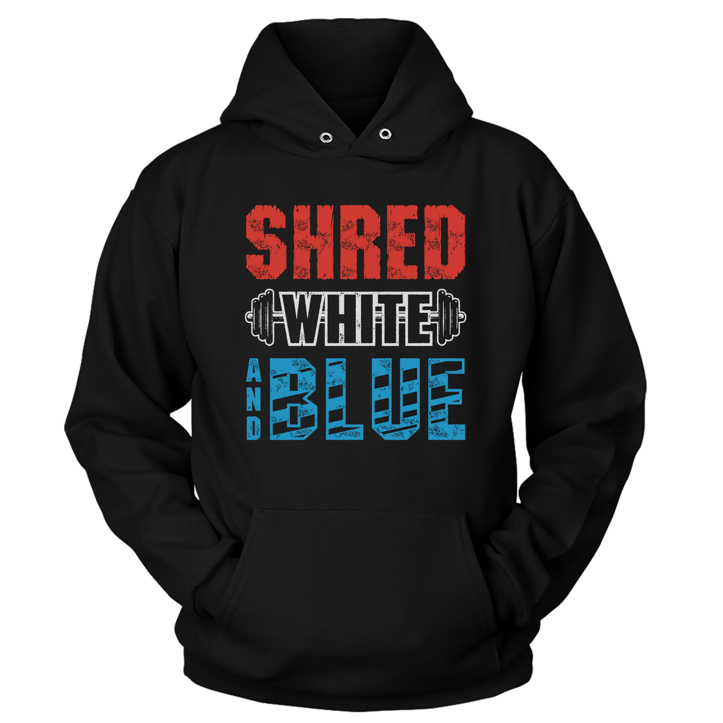 Apparel Unisex Hoodie / Black / S Shred White And Blue