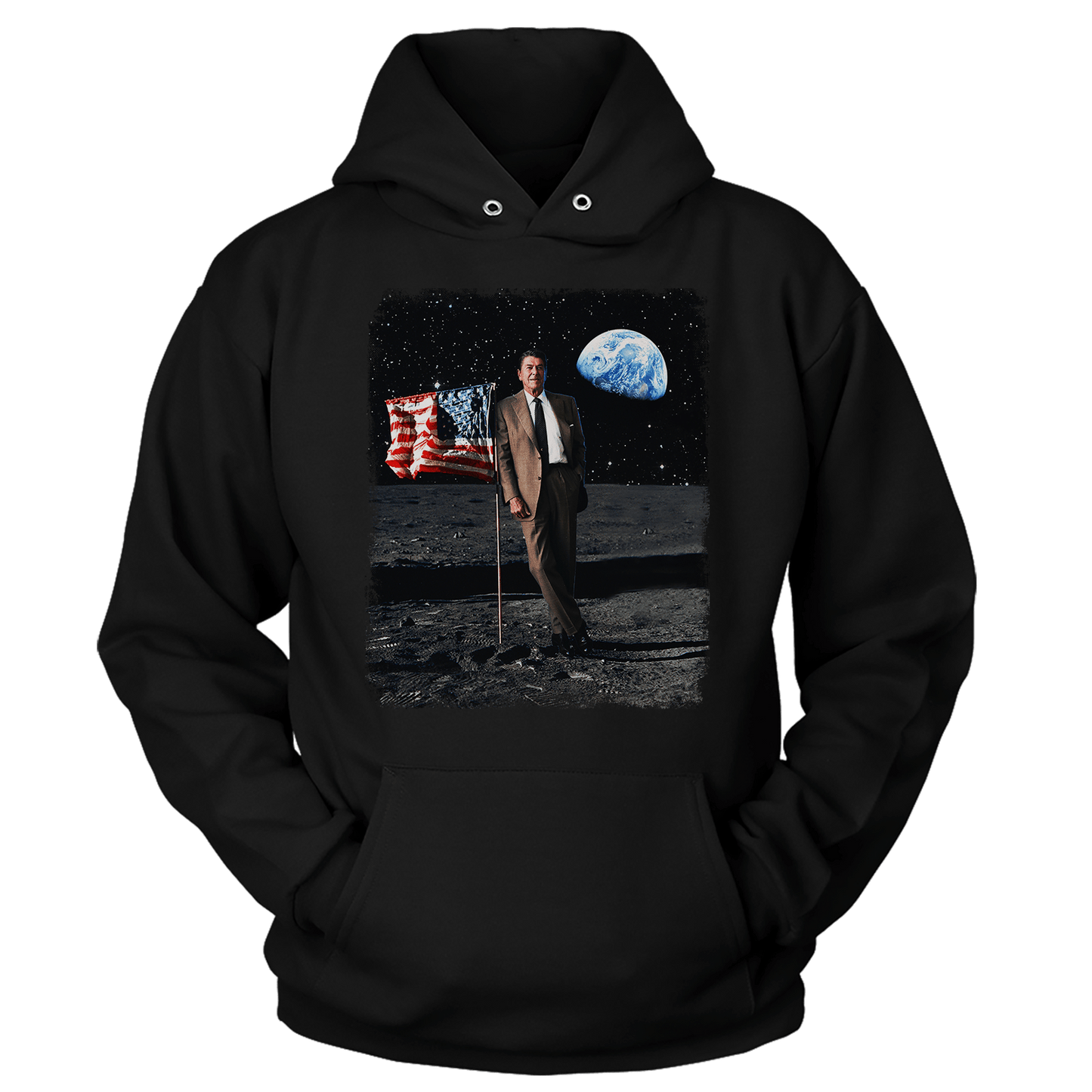 Apparel Unisex Hoodie / Black / S Reagan on the Moon