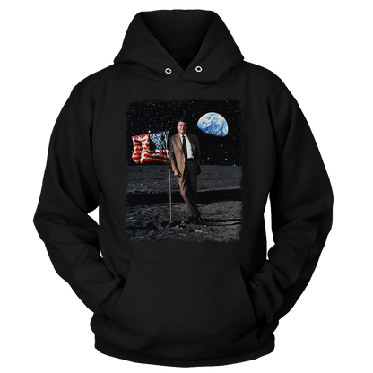 Apparel Unisex Hoodie / Black / S Reagan on the Moon