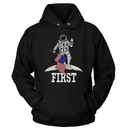 T-shirt Unisex Hoodie / Black / S First On The Moon