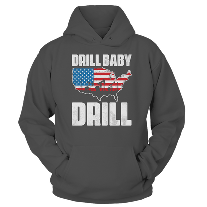 T-shirt Unisex Hoodie / Charcoal / S Drill Baby Drill