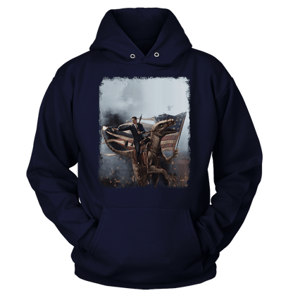 Apparel Unisex Hoodie / Navy / S Ronald Reagan - Velociraptor