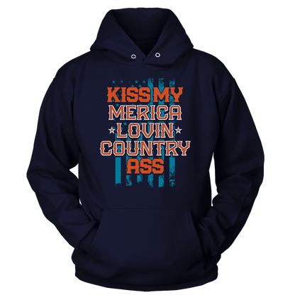 T-shirt Unisex Hoodie / Navy / S Kiss My Merica Lovin Country