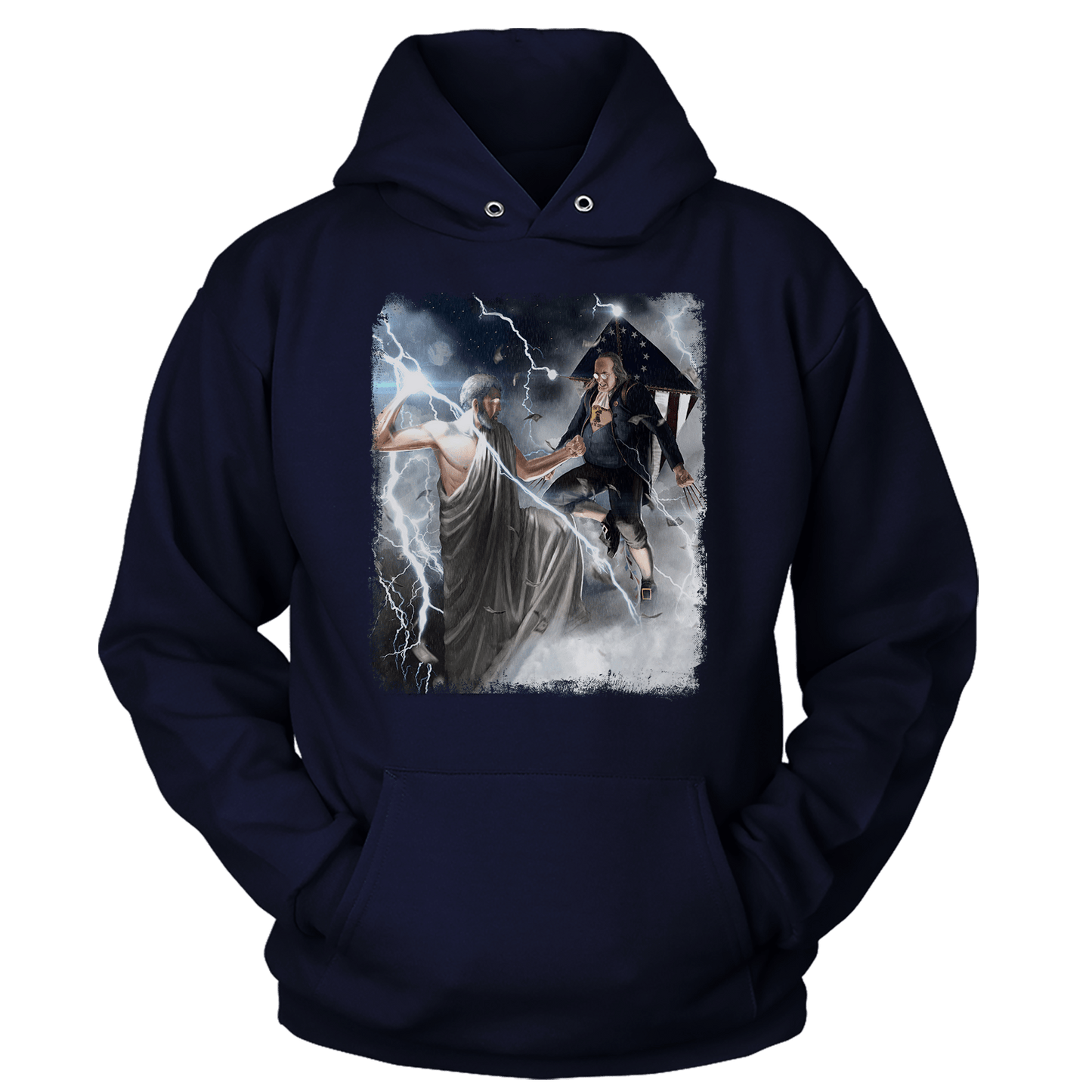 Apparel Unisex Hoodie / Navy / S Ben Franklin vs. Zeus