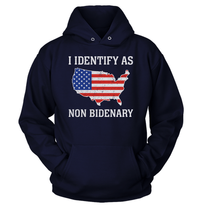 T-shirts Unisex Hoodie / Midnight Navy / S I Identify As Non Bidenary