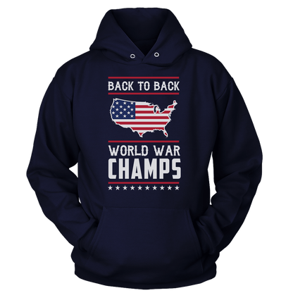 T-shirt Unisex Hoodie / Navy / S Back-To-Back World War Champs