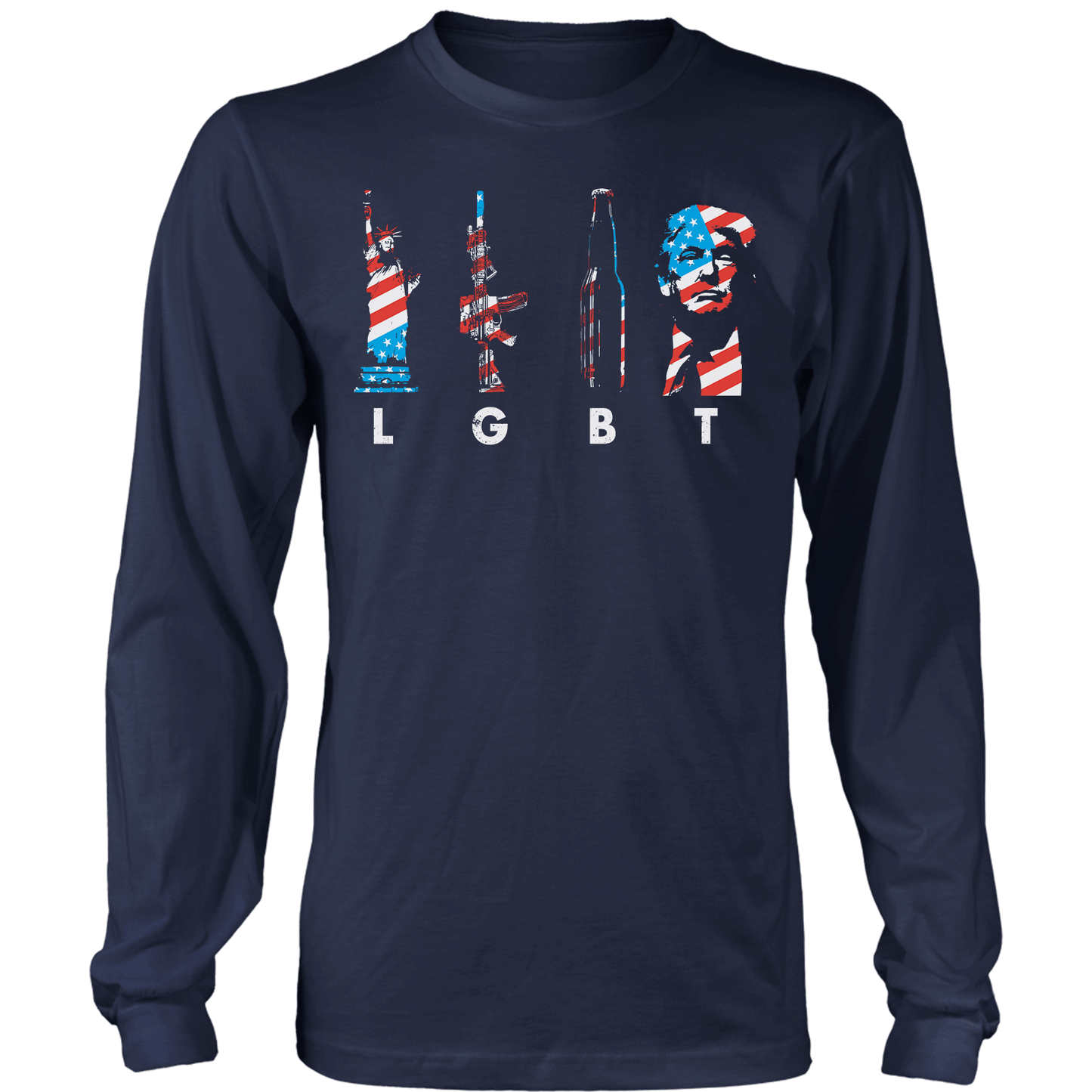 T-shirt Mens Long Sleeve / Midnight Navy / S LGBT(rump) 4th of July