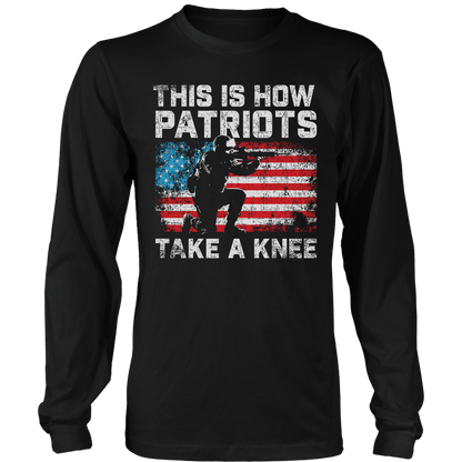 T-shirt Mens Long Sleeve / Black / S Patriots Take a Knee