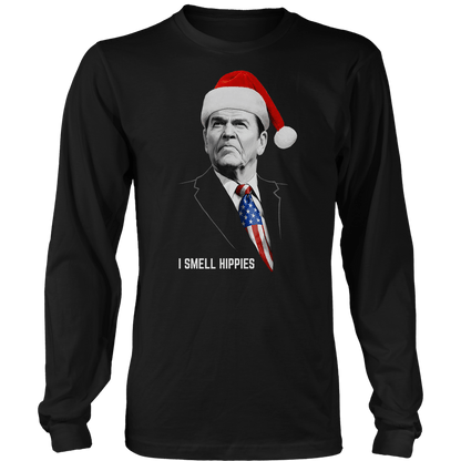 T-shirt Mens Long Sleeve / Black / S I Smell Hippies Christmas