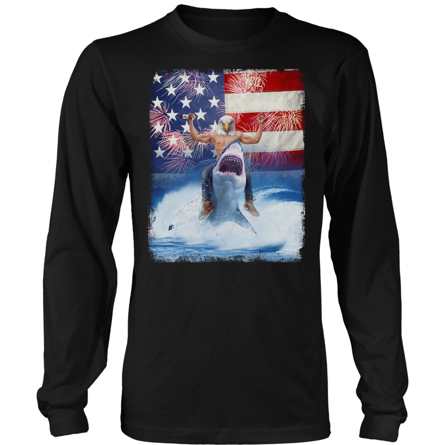 T-shirt Shark Riding Eagle