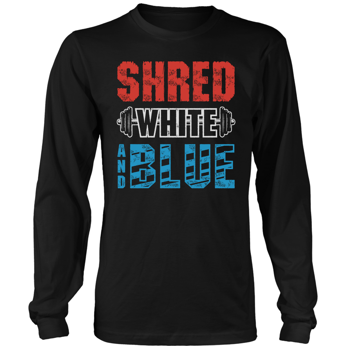 Apparel Mens Long Sleeve / Black / S Shred White And Blue