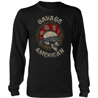 T-shirt Mens Long Sleeve / Black / S Savage American