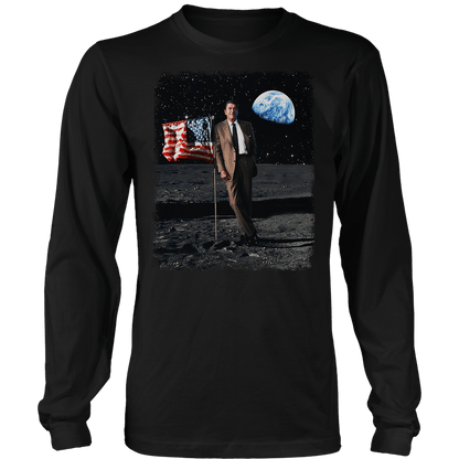 Apparel Mens Long Sleeve / Black / S Reagan on the Moon