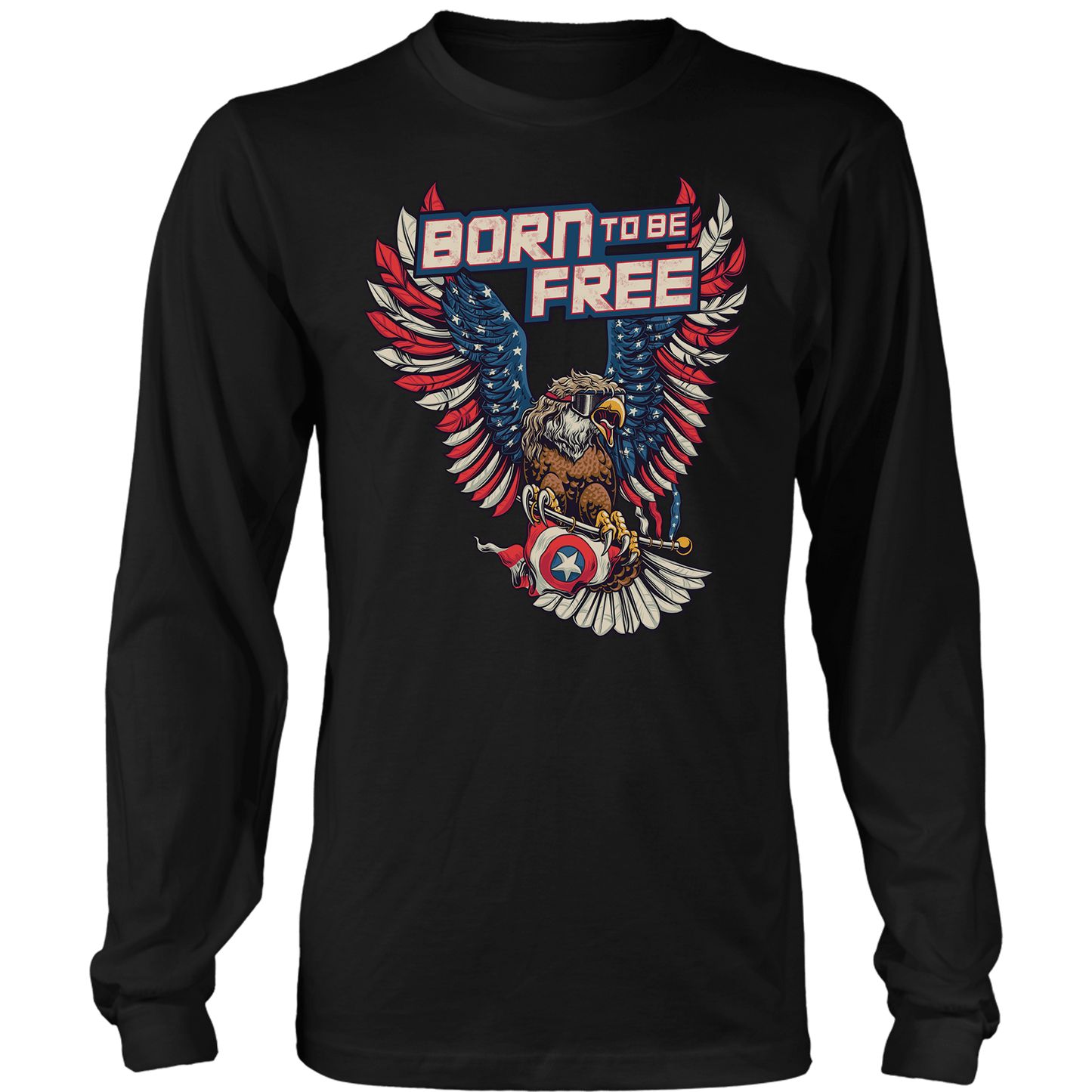 T-shirt Mens Long Sleeve / Black / S Born to be Free