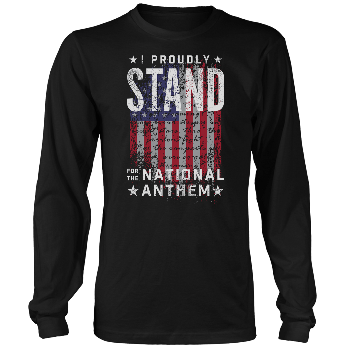 T-shirt Mens Long Sleeve / Black / S I Stand for the Anthem