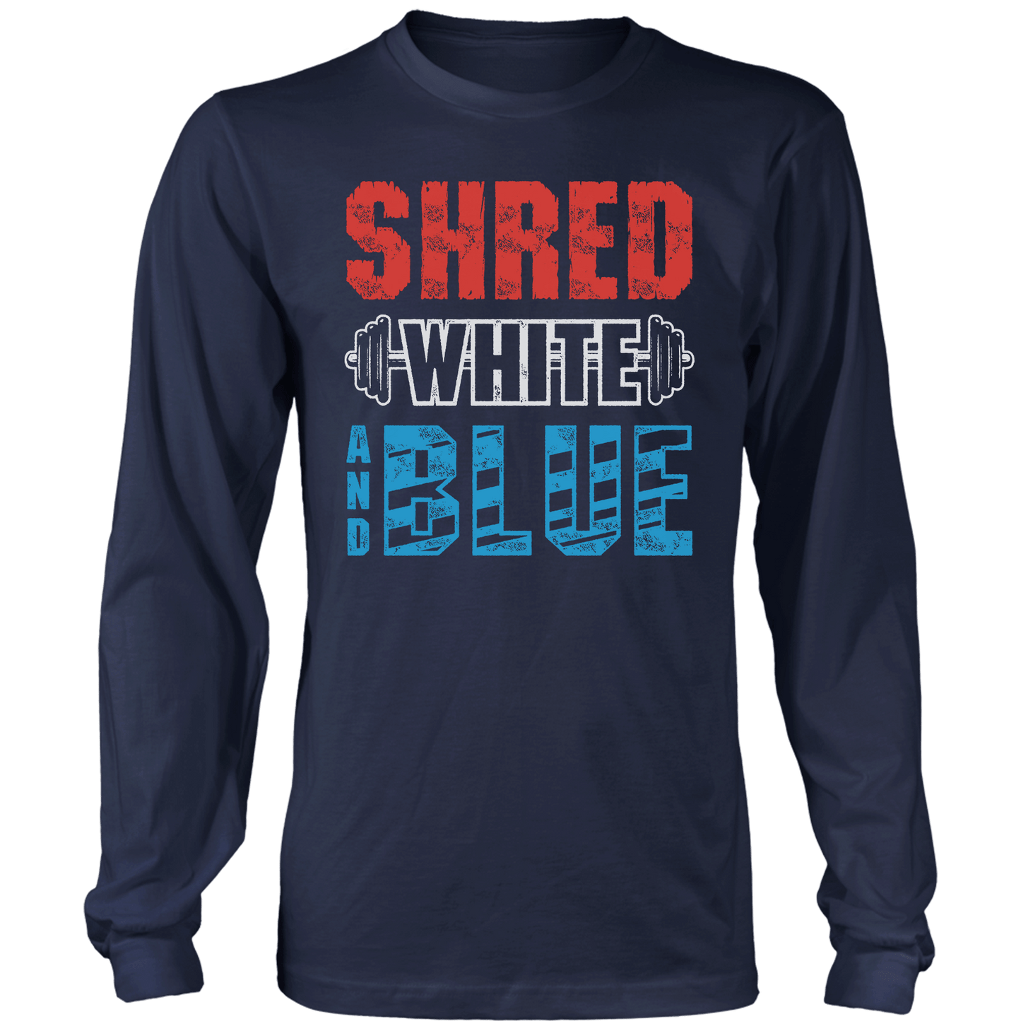 Apparel Mens Long Sleeve / Midnight Navy / S Shred White And Blue