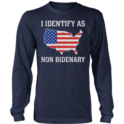 T-shirts Mens Long Sleeve / Midnight Navy / S I Identify As Non Bidenary