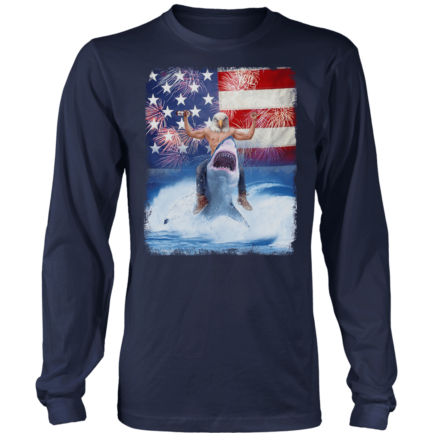 T-shirt Shark Riding Eagle