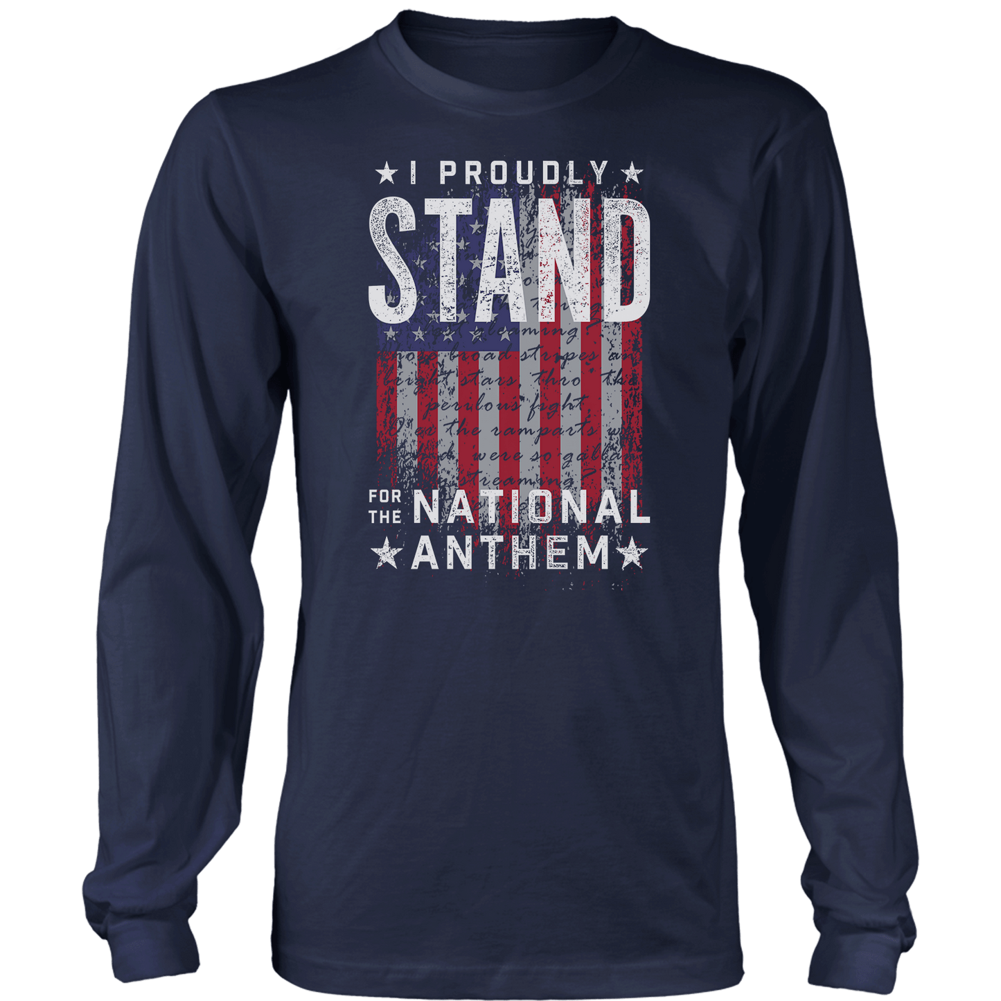 T-shirt Mens Long Sleeve / Midnight Navy / S I Stand for the Anthem