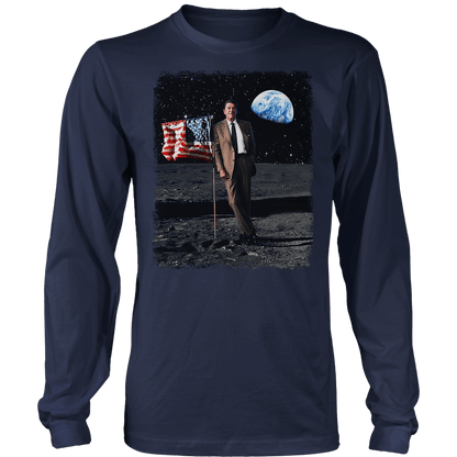 Apparel Mens Long Sleeve / Midnight Navy / S Reagan on the Moon