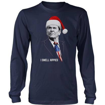 T-shirt Mens Long Sleeve / Midnight Navy / S I Smell Hippies Christmas