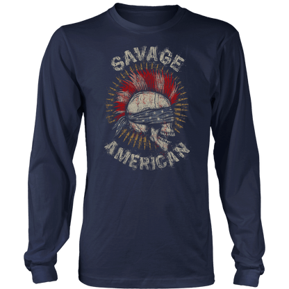 T-shirt Mens Long Sleeve / Midnight Navy / S Savage American