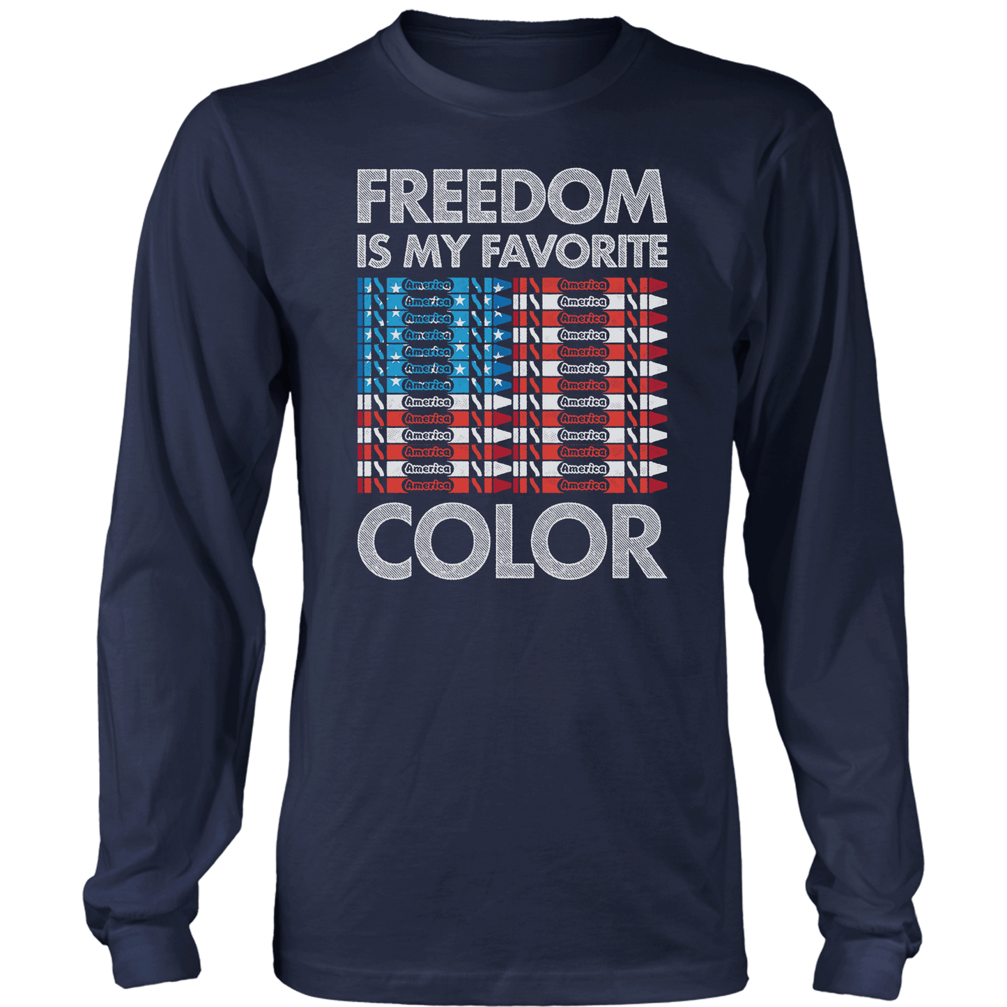 Apparel Mens Long Sleeve / Midnight Navy / S Freedom is my Favorite Color
