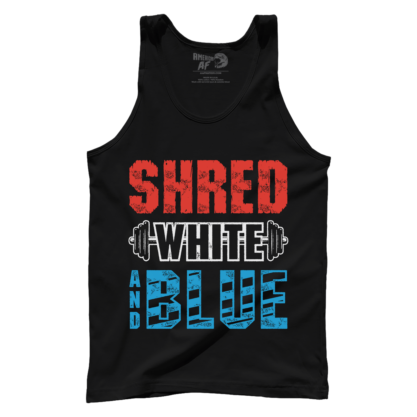 Apparel Premium Mens Tank / Black / XS Shred White And Blue