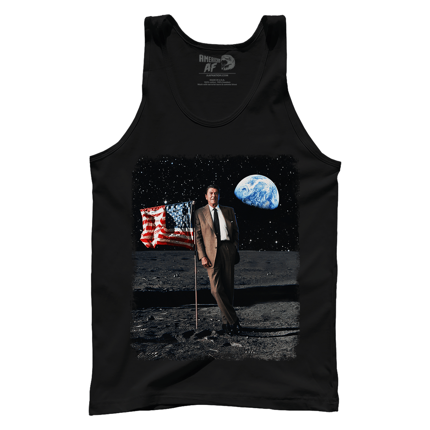 Apparel Premium Mens Tank / Black / XS Reagan on the Moon