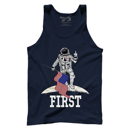 T-shirt Premium Mens Tank / Navy / XS First On The Moon