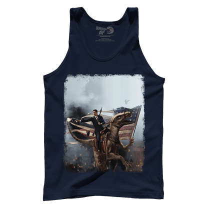 Apparel Premium Mens Tank / Navy / XS Ronald Reagan - Velociraptor