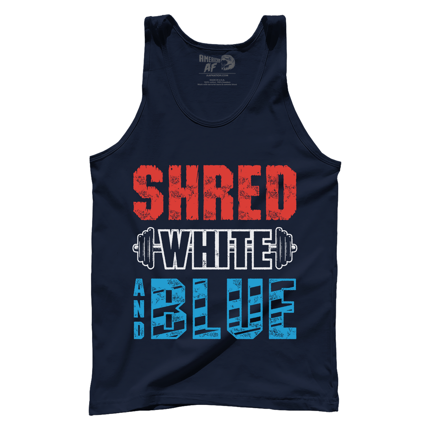 Apparel Premium Mens Tank / Navy / XS Shred White And Blue