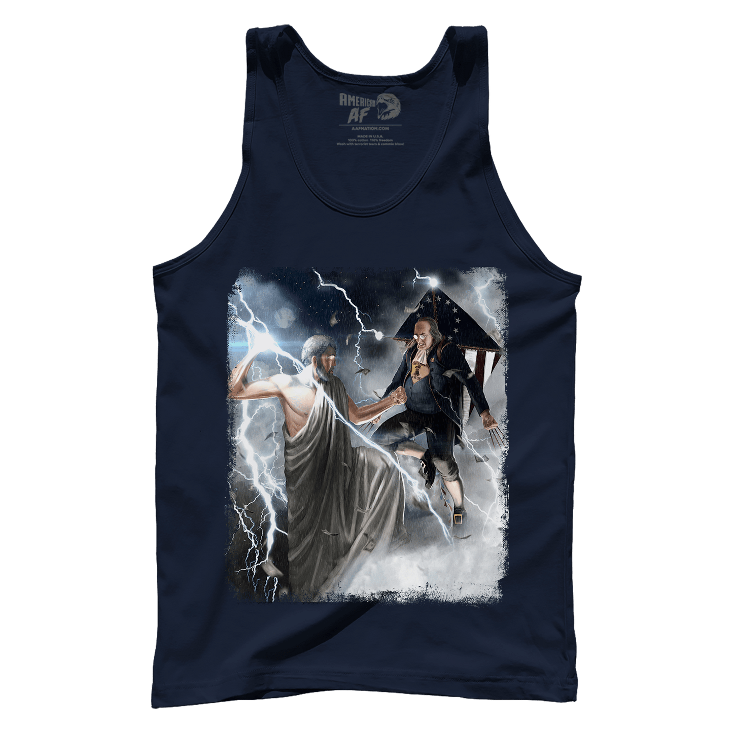 Apparel Premium Mens Tank / Navy / XS Ben Franklin vs. Zeus