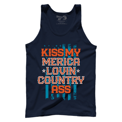 T-shirt Premium Mens Tank / Navy / XS Kiss My Merica Lovin Country