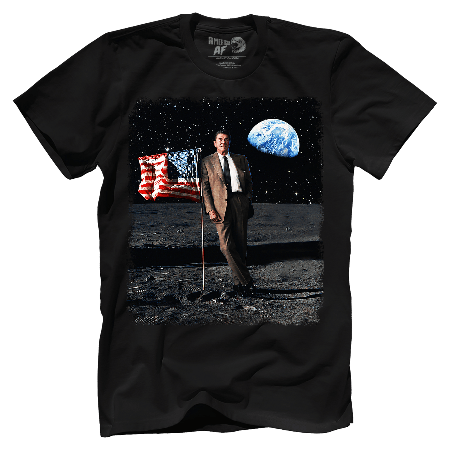 Apparel Premium Mens Shirt / Black / XS Reagan on the Moon