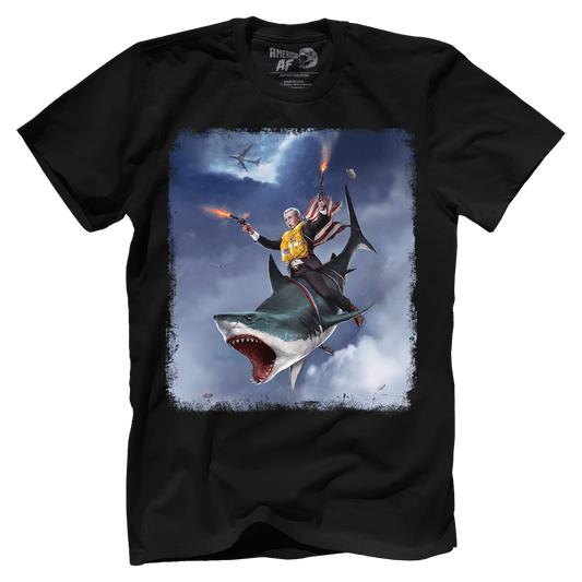 Apparel Premium Mens Shirt / Black / XS Cowboy Dubya - The Shark Rider