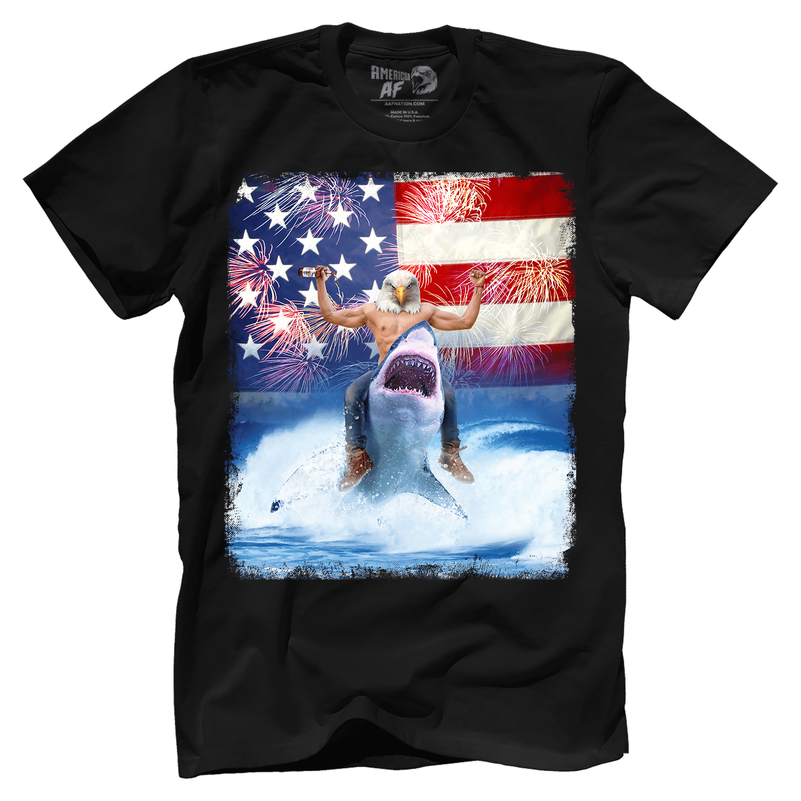 T-shirt Premium Mens Shirt / Black / XS Shark Riding Eagle