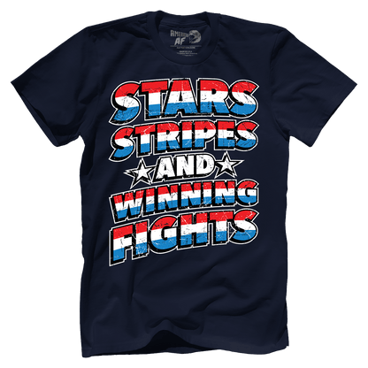 T-shirt Premium Mens Shirt / Midnight Navy / XS Stars Stripes and Winning Fights