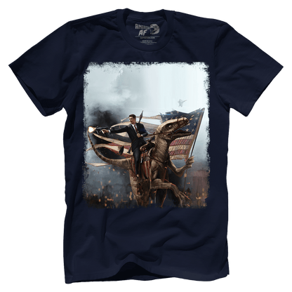 Apparel Premium Mens Shirt / Midnight Navy / XS Ronald Reagan - Velociraptor