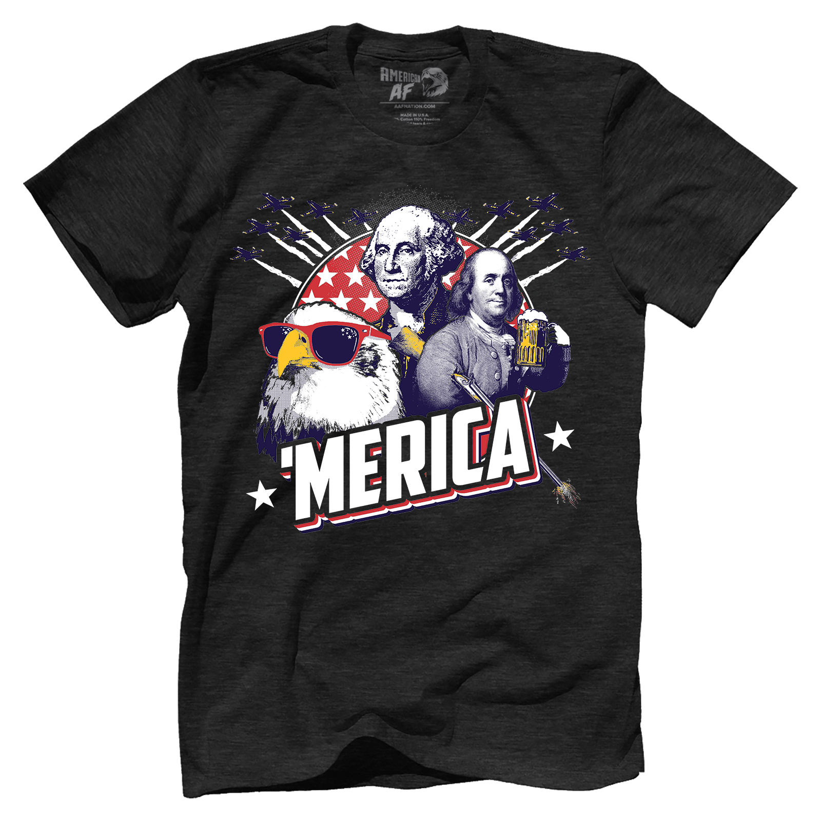 T-shirt Premium Mens Triblend Shirt / Vintage Black / S Merica F Yeah