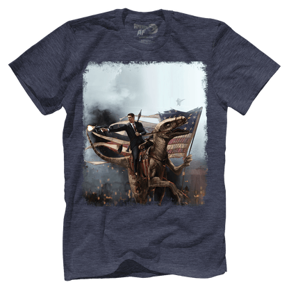 Apparel Premium Mens Triblend Shirt / Vintage Navy / S Ronald Reagan - Velociraptor